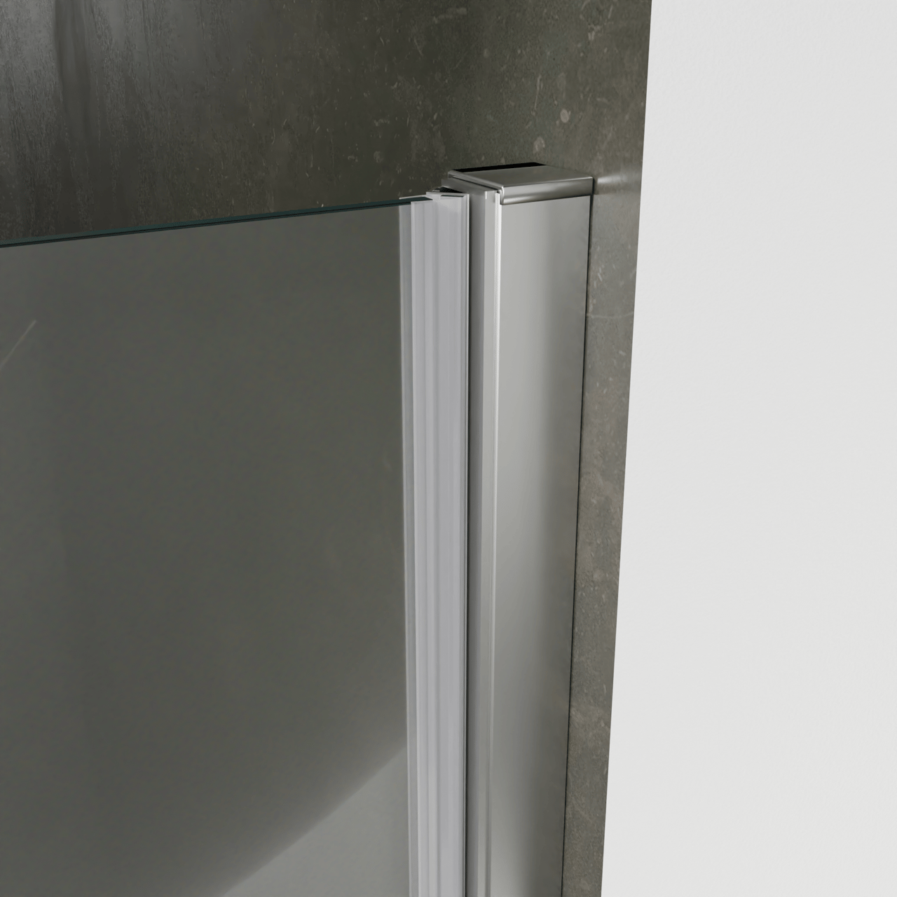 Luca Varess Kuresa porte pivotante 95 x 200 cm verre transparent profil chrome brillant