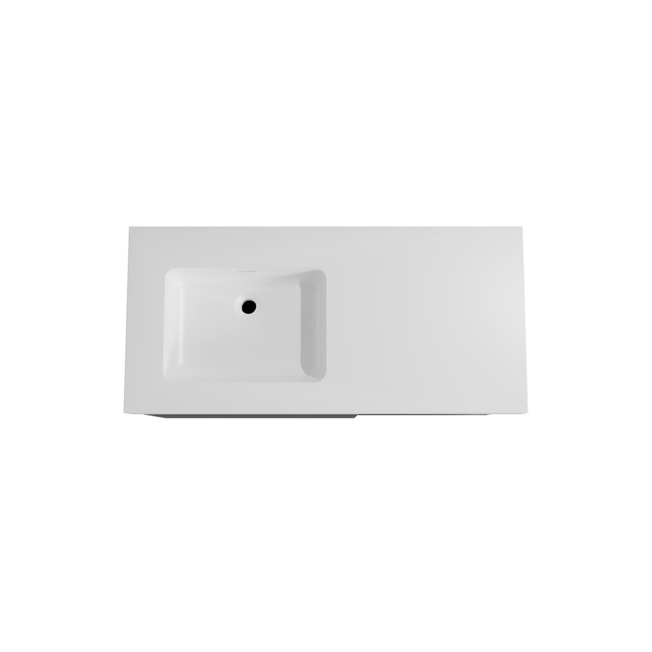 Storke Edge hängendes Möbelstück Set: 110 x 52 cm, Schwarz matt, mit Mata High Waschtisch links, Solid Surface Weiß matt