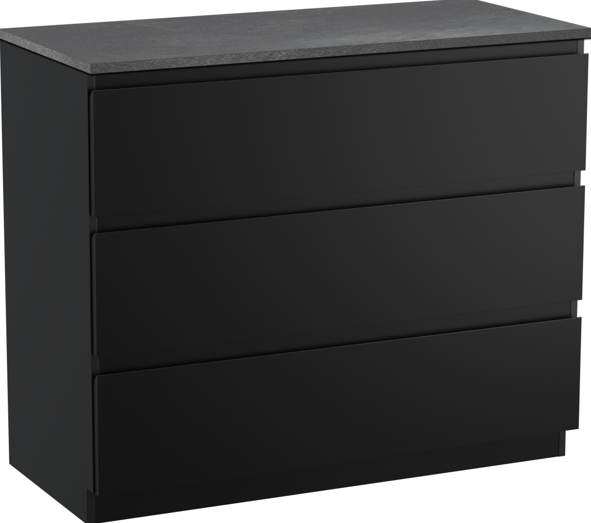 Linie Lado staand badmeubel 100 x 46 cm mat zwart met Lado enkel of dubbel wastafelblad in melamine grijze leisteen