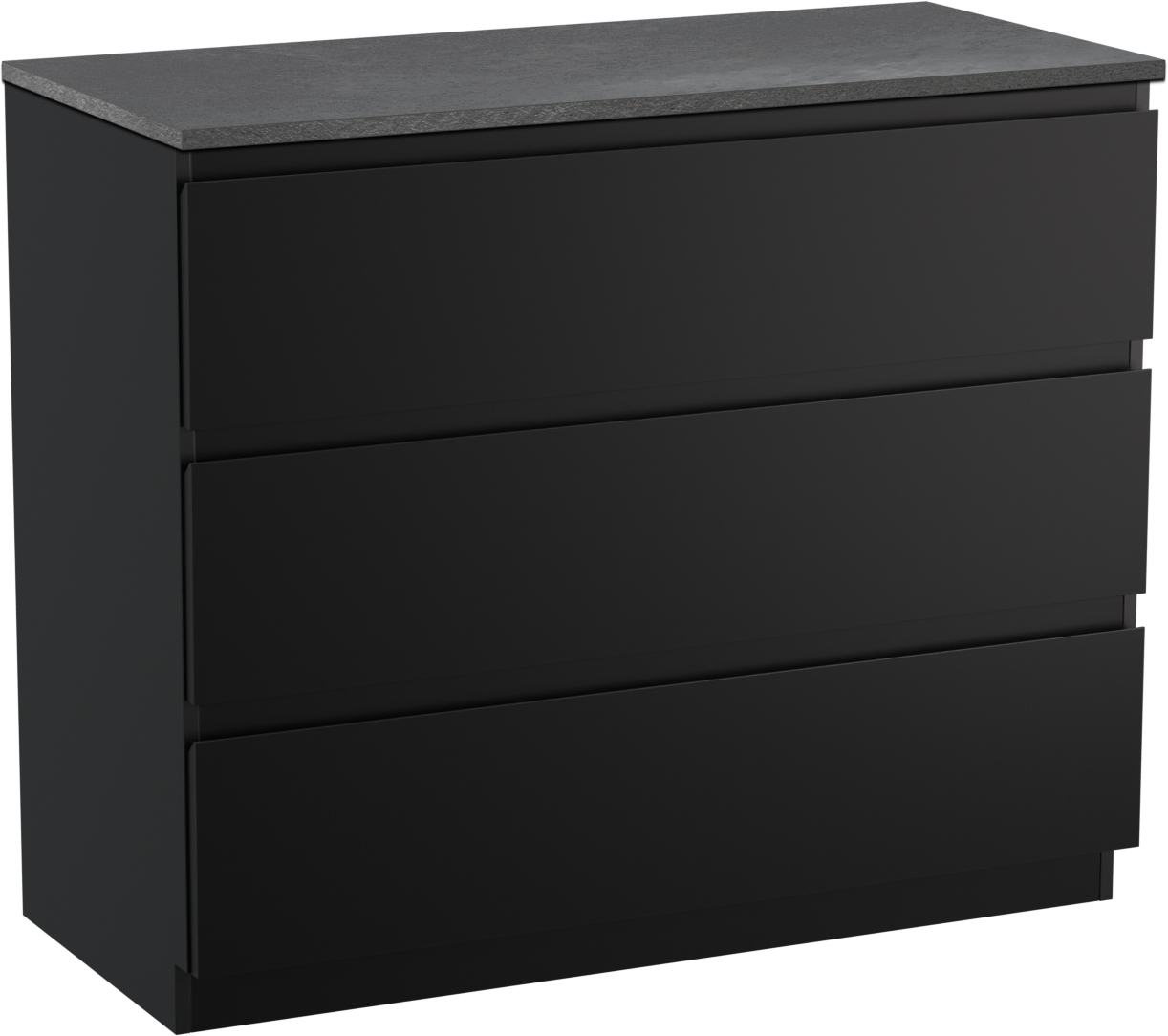 Linie Lado freistehendes Möbelstück Set: 100 x 46 cm, Schwarz matt, mit Lado Einzel- oder Doppel Waschtischplatte, Melamin Schiefergrau