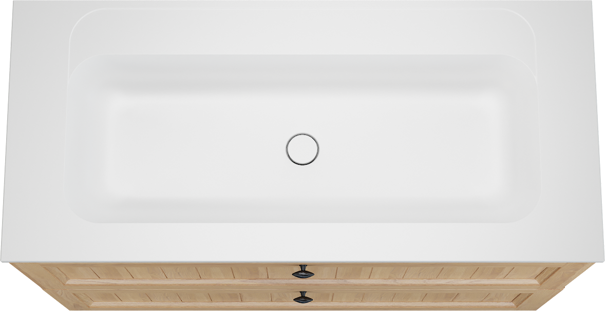 Balmani Lemon meuble salle de bains à poser 120 x 55 cm, placage chêne naturel avec Tablo Strada plan simple en blanc mat