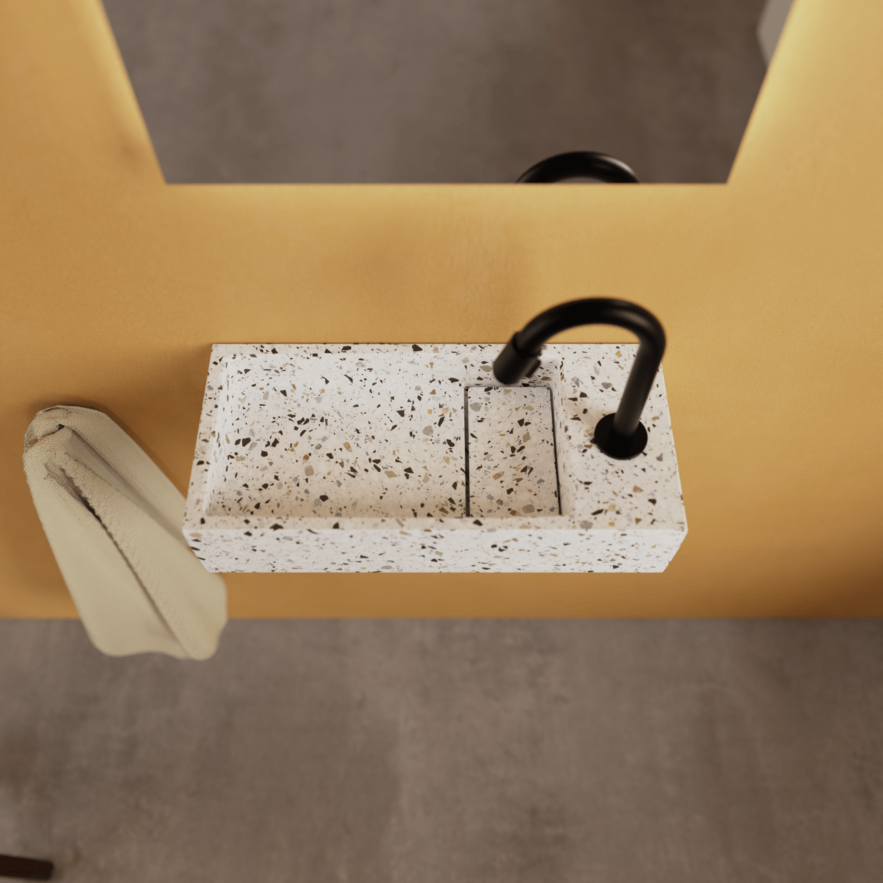 Balmani Mood handenwasser 36 x 18 cm Bianco Nero Terrazzo