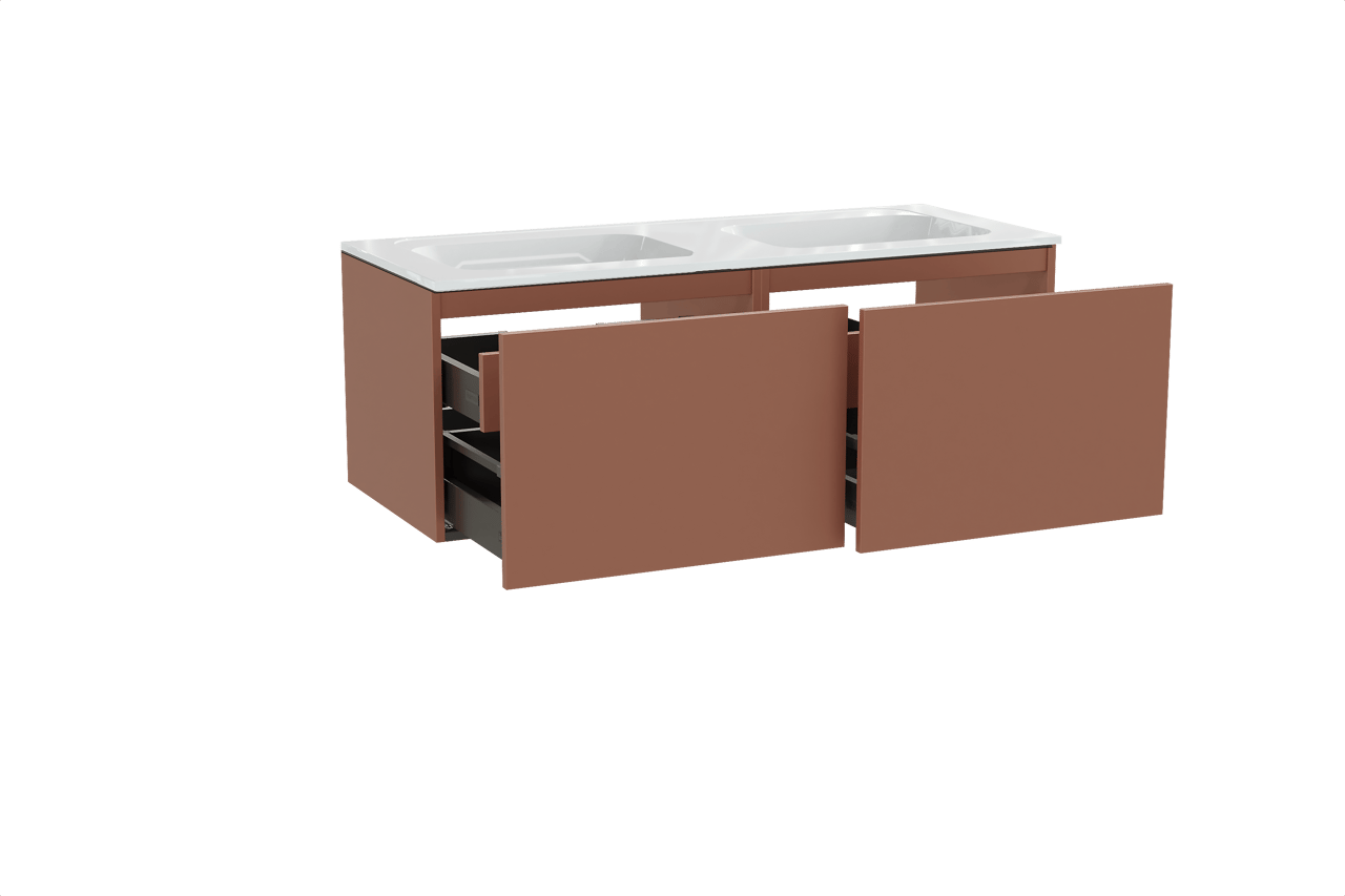 Balmani Sfera meuble salle de bains suspendu 135 x 55 cm cotto avec Tablo Strada double vasque en marbre composite blanc brillant