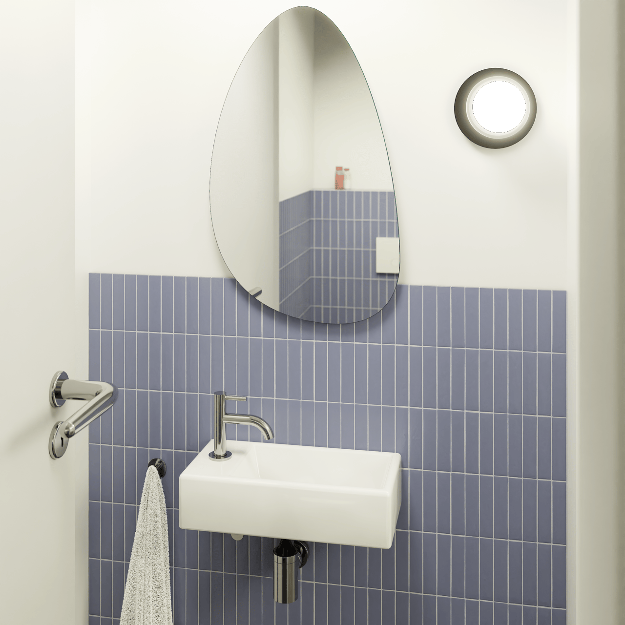 Luca Varess Cubic midi fonteintje Hoogglans Wit Porselein 40,5x20 cm links