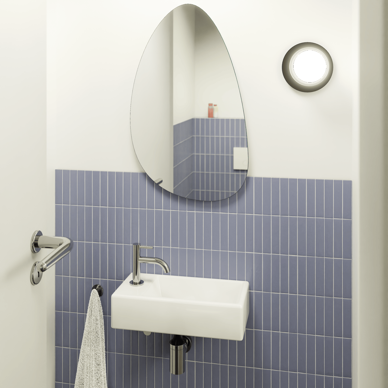 Luca Varess Cubic midi Lave-mains Blanc Brillant Porcelaine gauche 40,5x20 cm