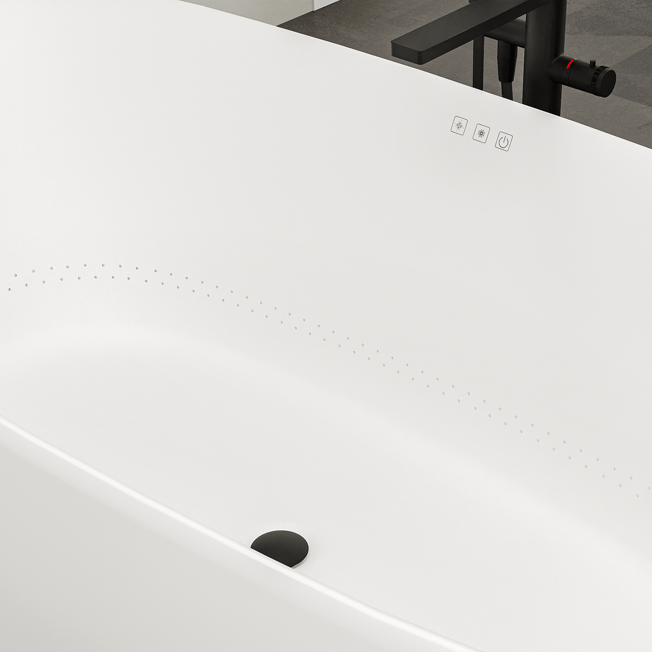 Luca Varess Bolla Whirlpool: Oval, mit Luftdüsen, 180 x 80 cm, Acryl, Weiß matt