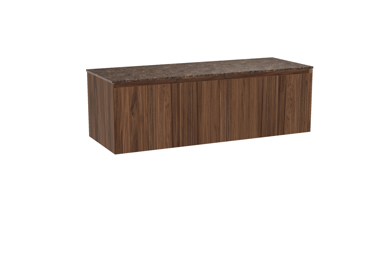 Balmani Idra meuble salle de bains suspendu 150 x 55 cm noyer avec Stretto tablette simple ou double en marbre dark emperador