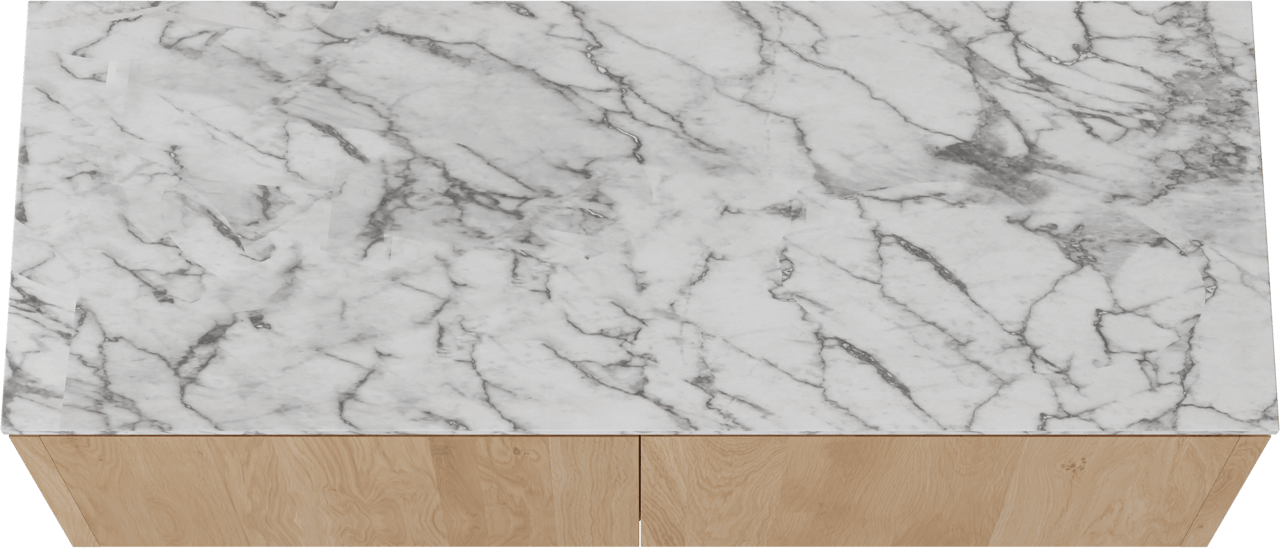 Balmani Eclips zwevend badkamermeubel 150 x 55 cm Natuur eik met Stretto enkel of dubbel tablet in Carrara marmer