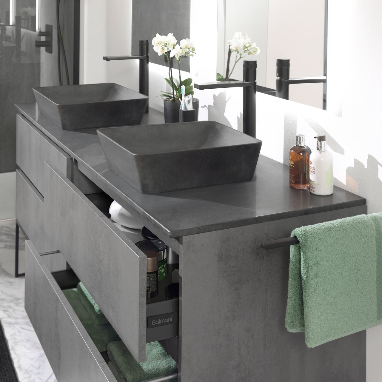 Blaufoss Sonic robinet de lavabo réhaussé noir mat