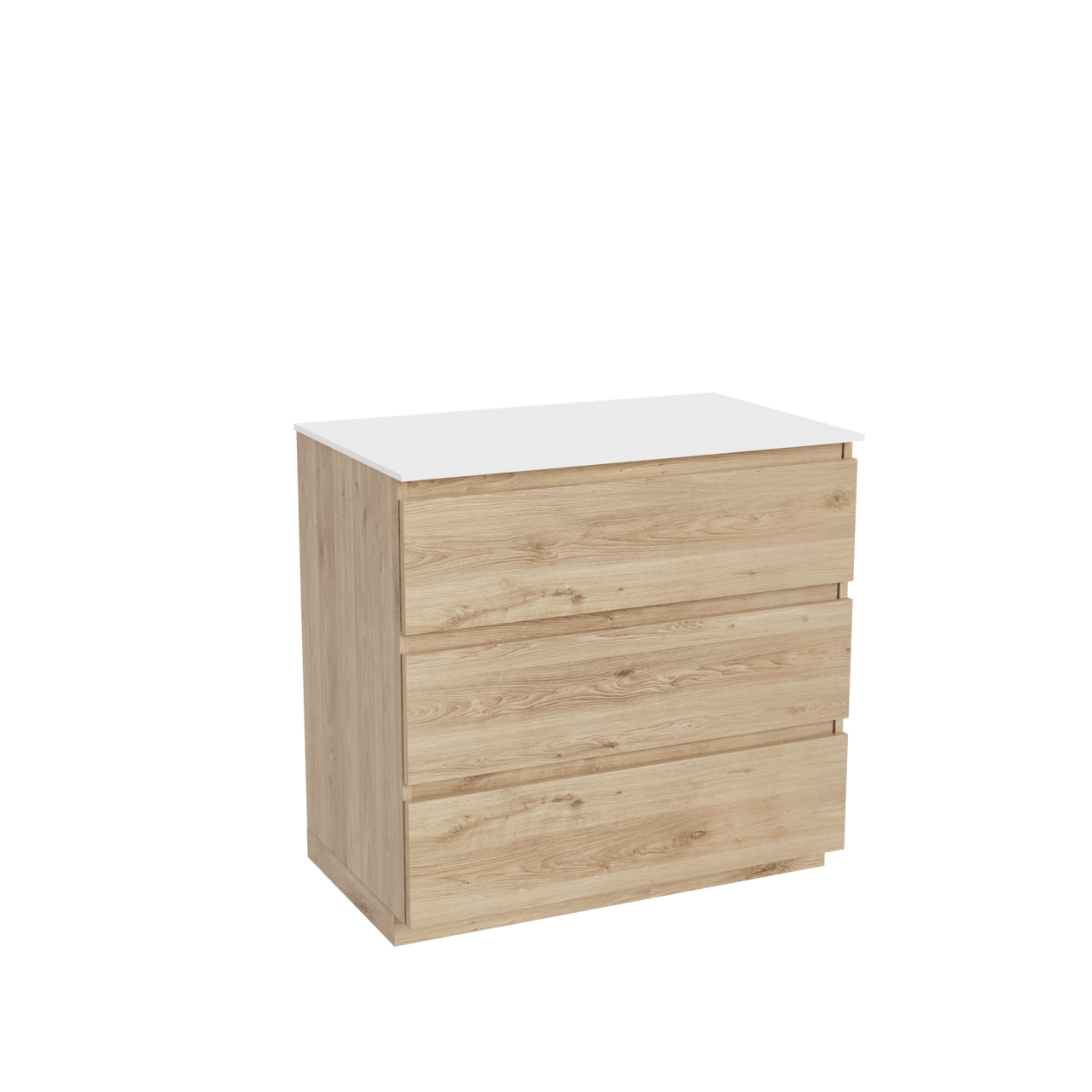 Balmani Lucida staand badkamermeubel 90 x 55 cm ruwe eik met Stretto enkel tablet in solid surface mat wit