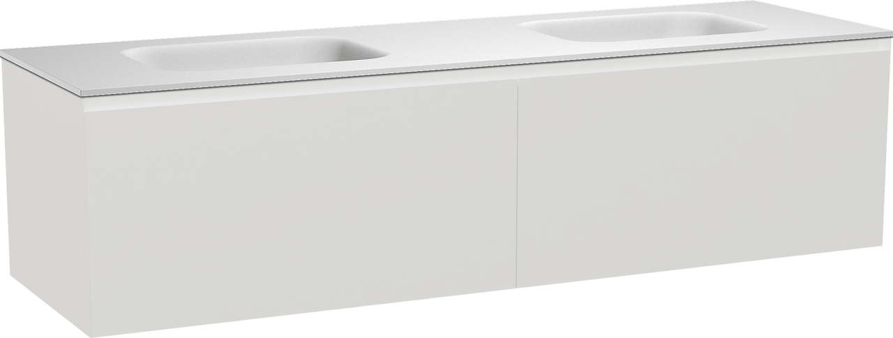 Balmani Idra meuble salle de bains suspendu 180 x 55 cm blanc mat avec Tablo Arcato double vasque en solid surface blanc mat