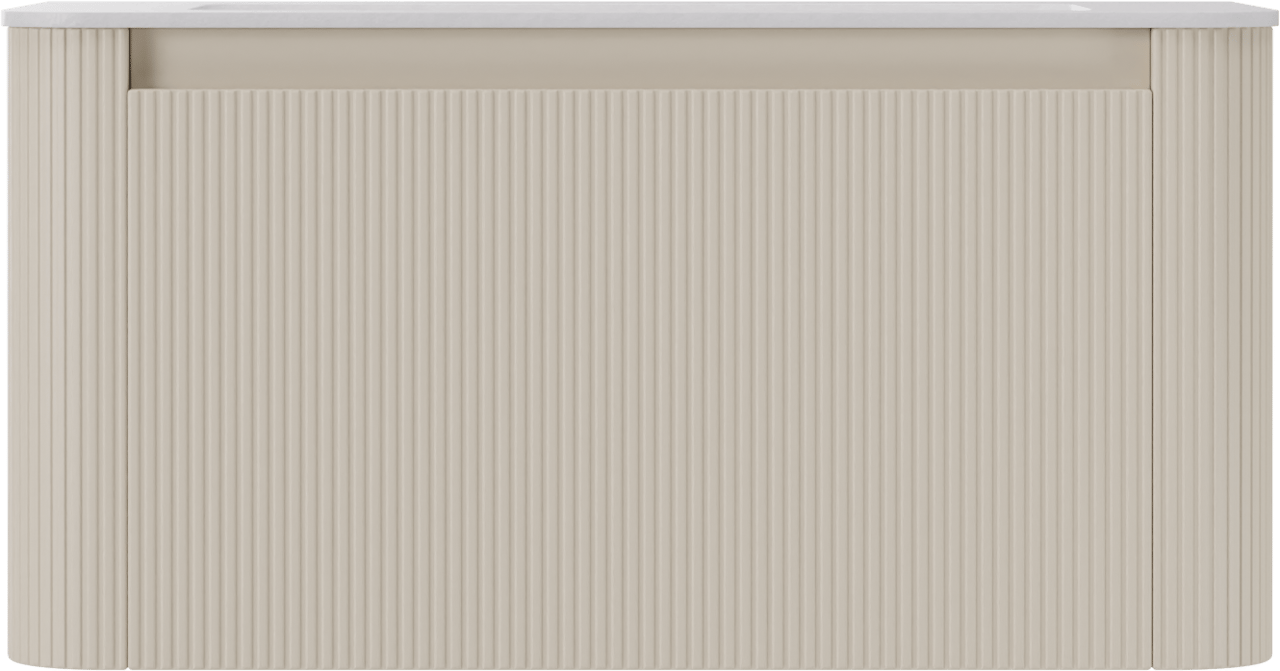 Storke Soft meuble salle de bains suspendu 100 x 46 cm Sand mat avec Mata Soft plan simple en Solid Surface blanc mat, Nervure droite symétrique verticale