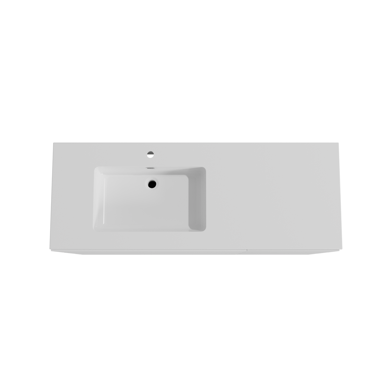 Storke Edge meuble salle de bains à poser 140 x 52 cm blanc mat avec Diva plan vasque asymétrique à gauche en marbre composite blanc brillant