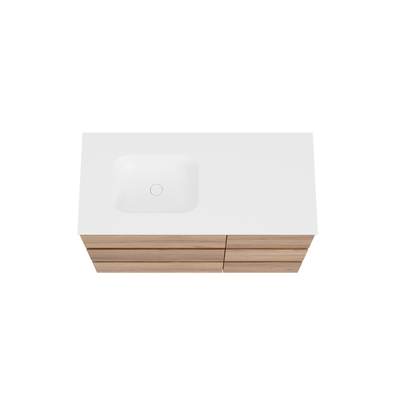 Balmani Lucida freistehendes Möbelstück Set: 120 x 55 cm, Teak, mit Tablo Arcato Waschtisch links, Solid Surface Weiß matt