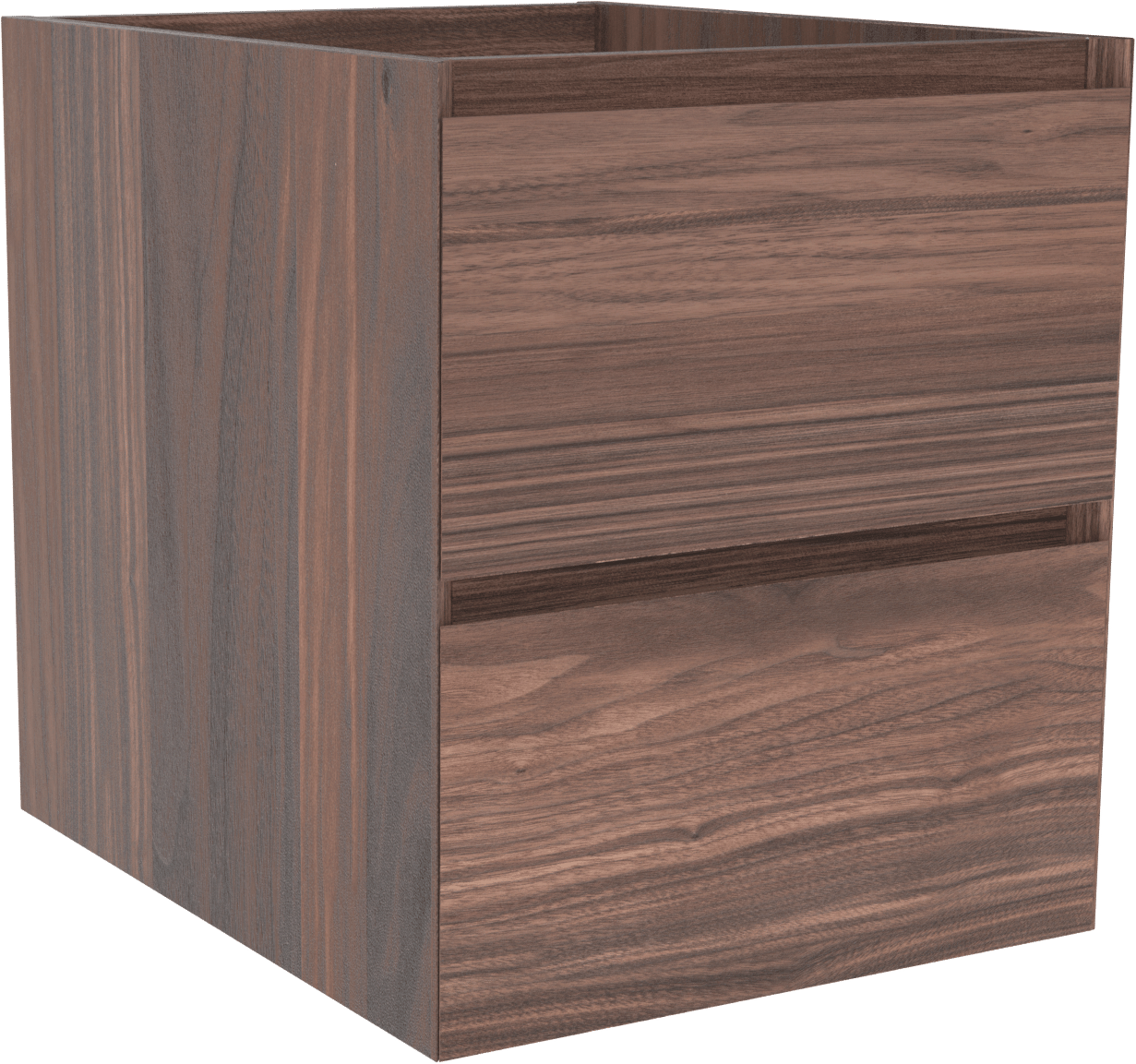 Balmani Mitra hängender Waschbeckenunterschrank: 45 x 55 cm, Nussbaum, Furnierholz, 2 Schubladen