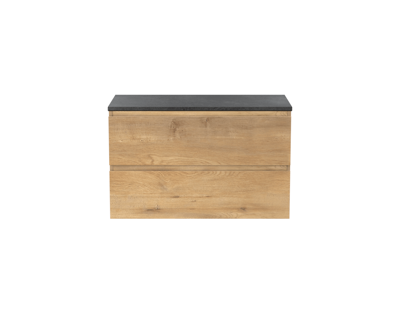 Linie Lado meuble salle de bains suspendu 90 x 46 cm chêne naturel avec Lado tablette simple en mélaminé ardoise gris