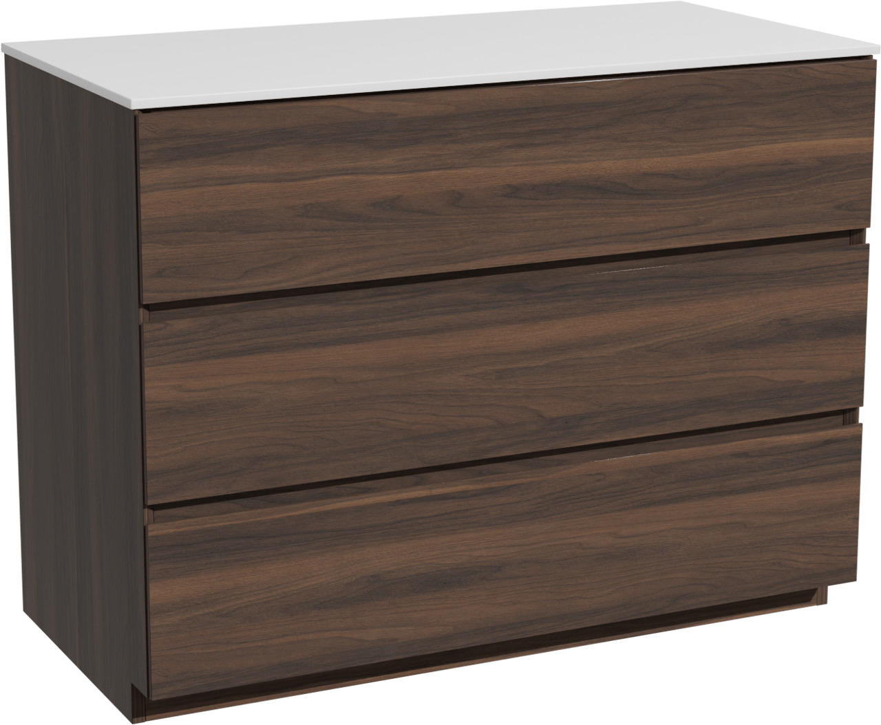 Storke Edge meuble salle de bains à poser 105 x 52 cm noyer avec Tavola tablette simple en solid surface blanc mat