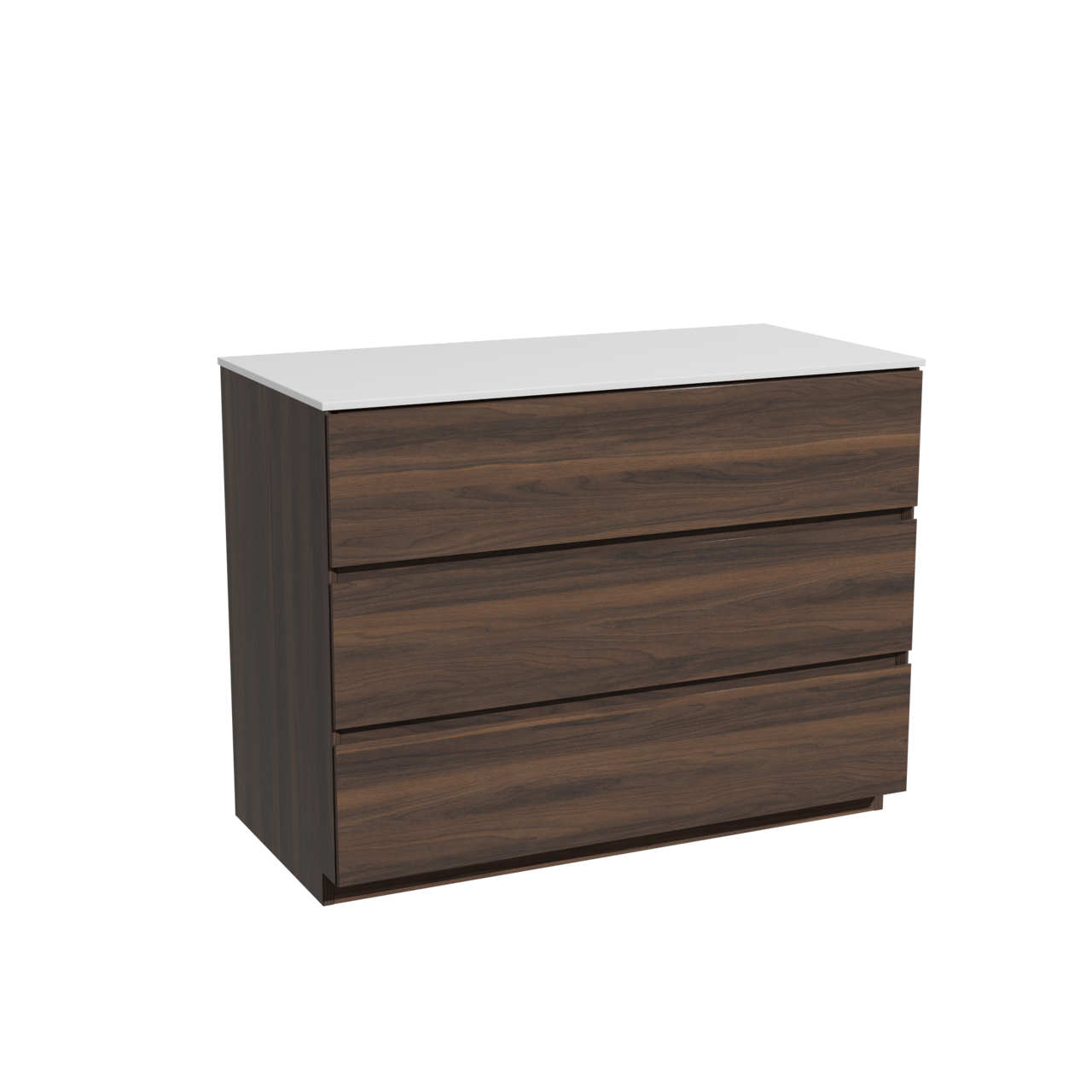 Storke Edge meuble salle de bains à poser 105 x 52 cm noyer avec Tavola tablette simple en solid surface blanc mat