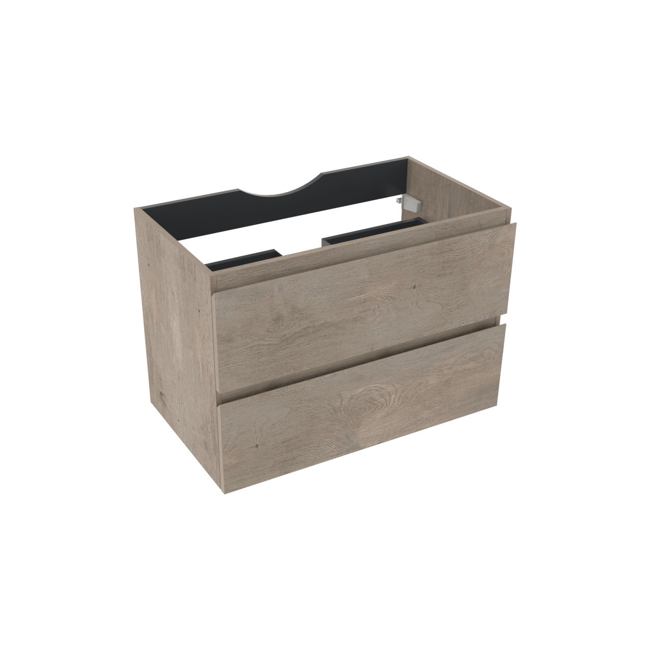 Linie Lado zwevende wastafelonderkast 80 x 46 cm grijze eik 2 lades