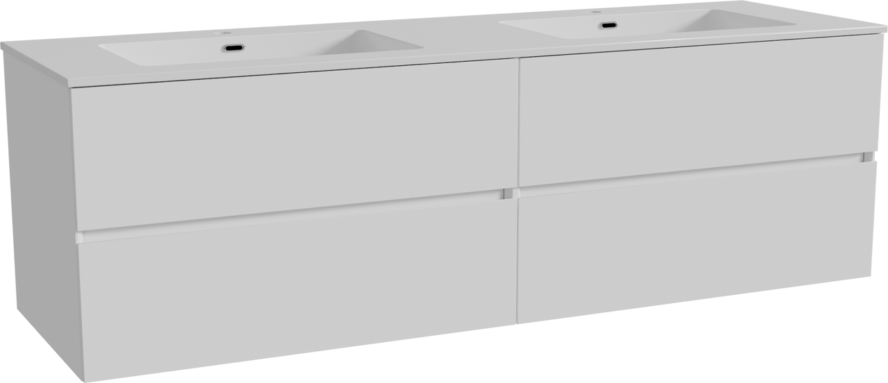 Storke Edge meuble salle de bains suspendu 170 x 52 cm blanc brillant avec Diva double vasque en marbre composite blanc brillant