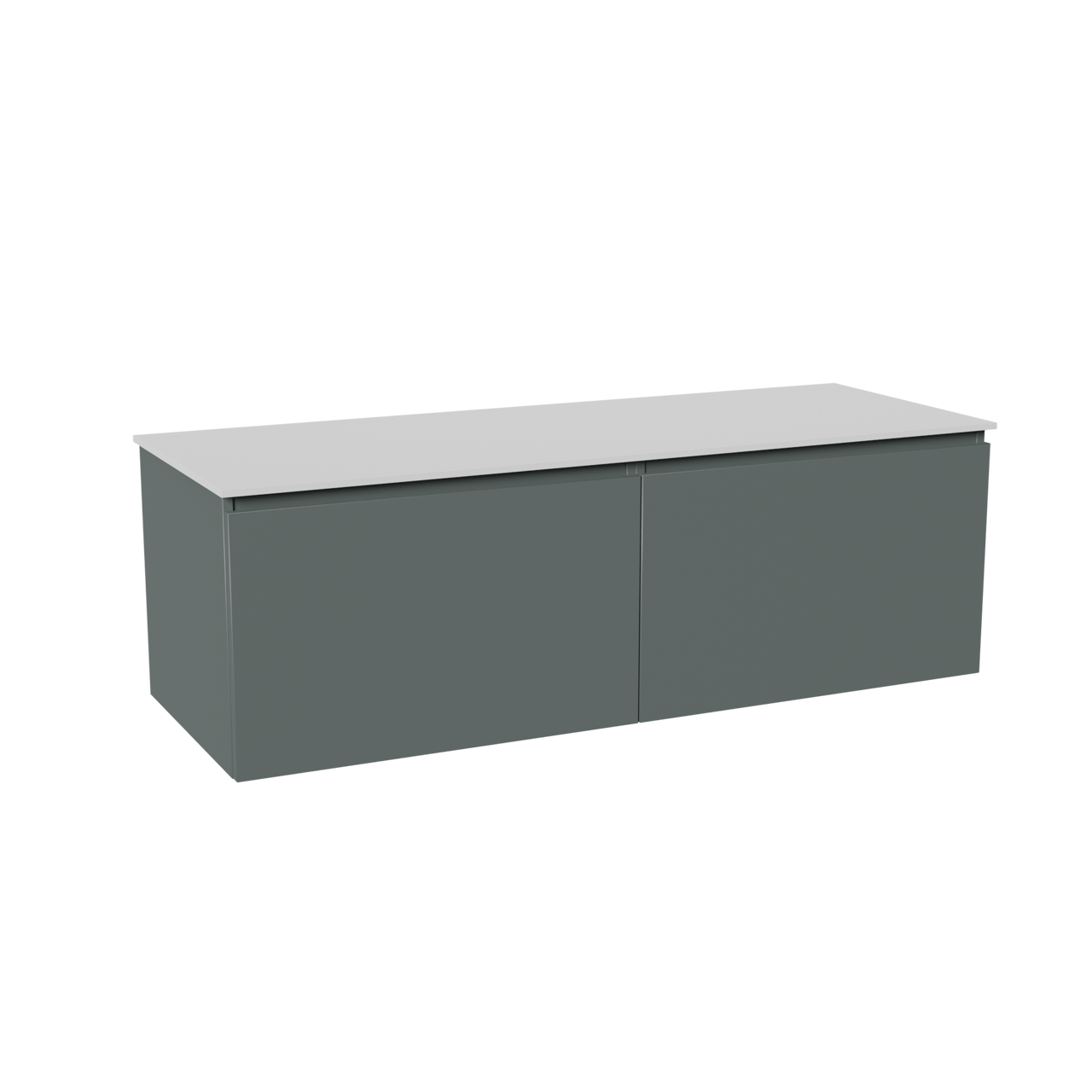 Balmani Sfera zwevend badkamermeubel 150 x 55 cm forest met Stretto enkel of dubbel tablet in solid surface mat wit