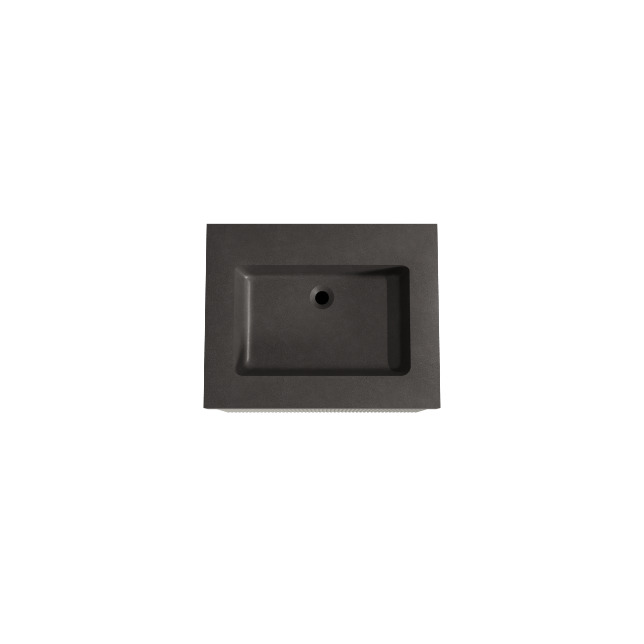 Storke Ribs zwevend badmeubel 65 x 52 cm zijdegrijs met Scuro High enkele wastafel in kwarts mat zwart, Verticale symmetrische rechte ribbel