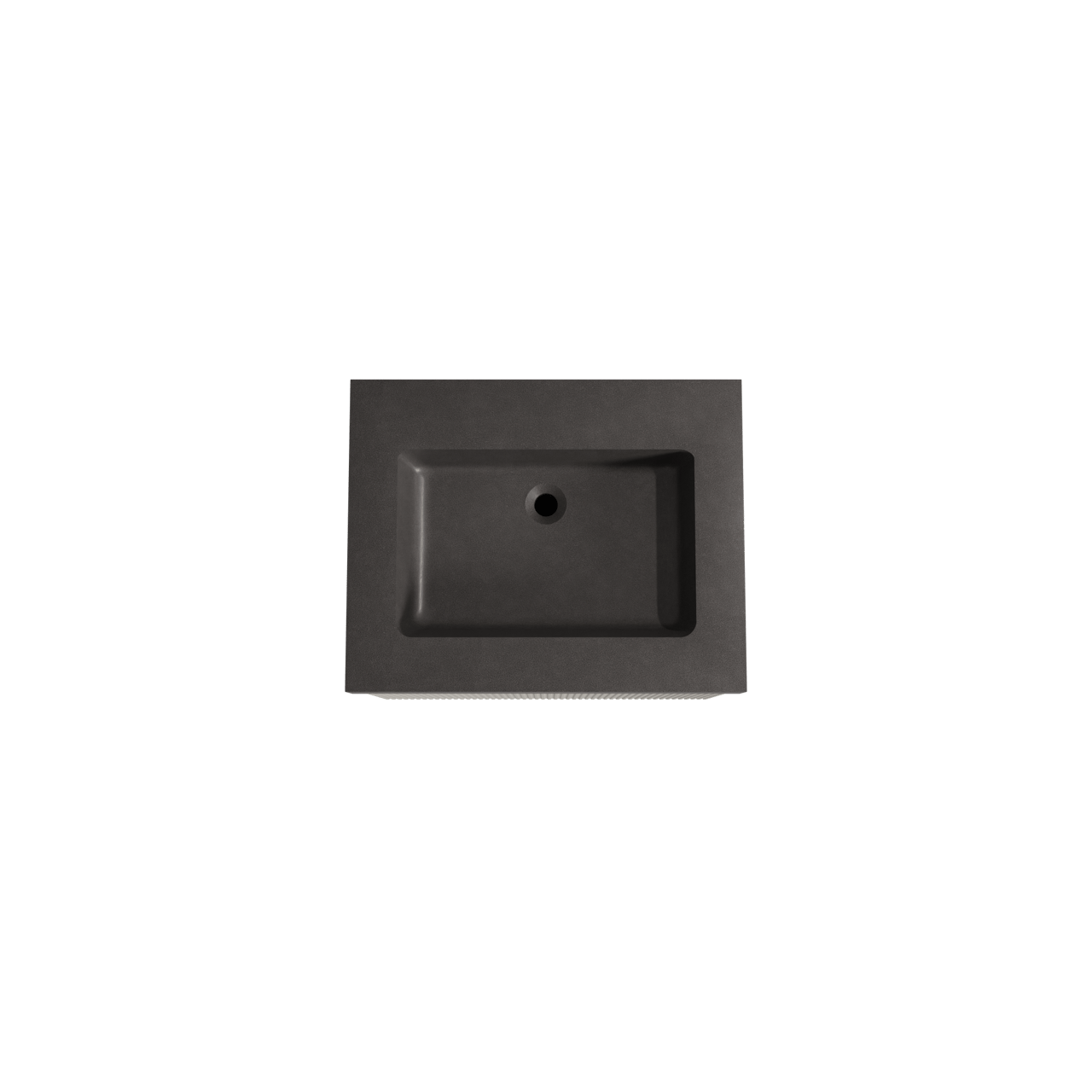 Storke Ribs hängendes Möbelstück Set: 65 x 52 cm, Seidengrau, mit Scuro High Einzelwaschtisch, Quarz, Schwarz matt, Vertikale symmetrische gerade Rippe