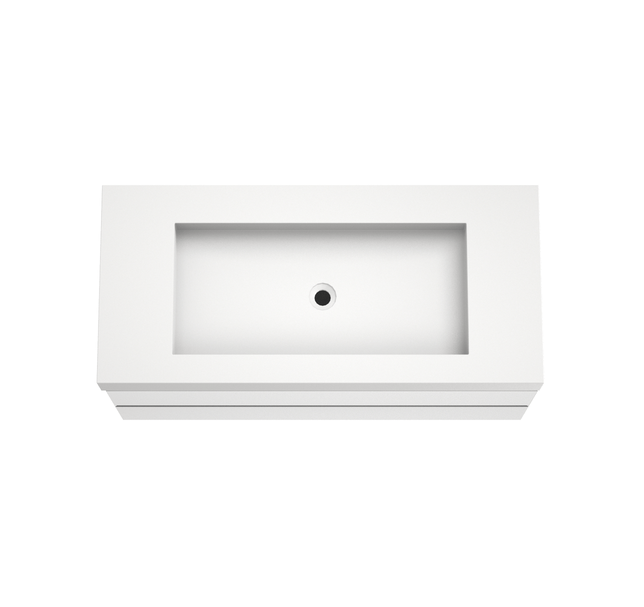 Balmani Mitra hängendes Möbelstück Set: 120 x 55 cm, Weiß matt, mit Modus Einzelwaschtisch für 2 Armaturenlöcher, Solid Surface Weiß matt