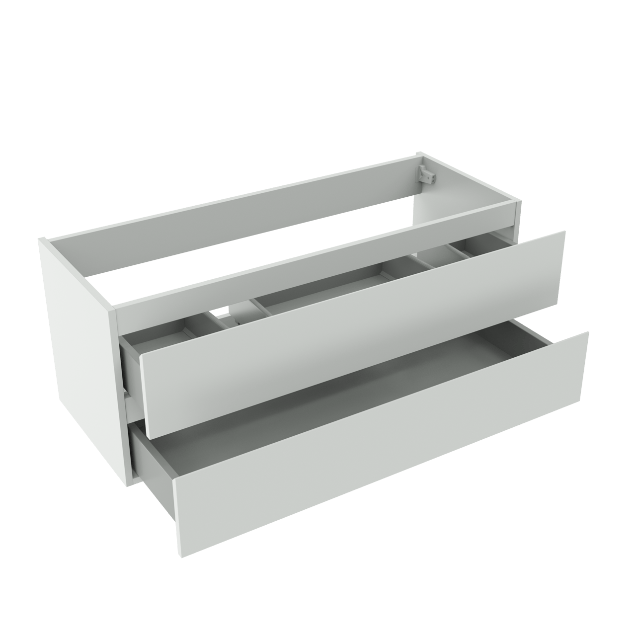 Storke Delta zwevende wastafelonderkast 120 x 48 cm mat wit 2 lades 2 sifonuitsparingen