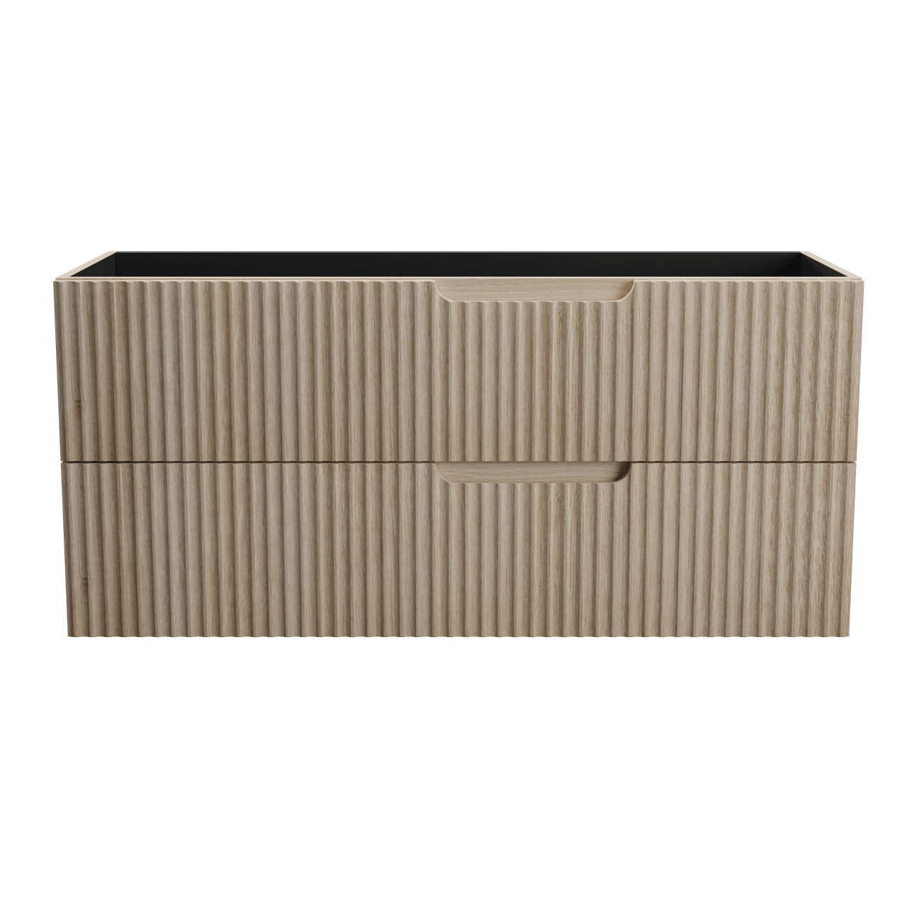 Linie Ribbo hängender Waschbeckenunterschrank: 120 x 46 cm, Eiche hell, 2 Schubladen