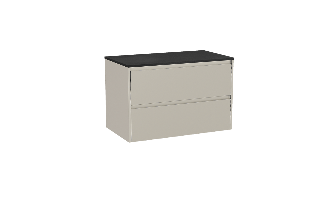 Storke Seda meuble salle de bains suspendu 95 x 52 cm soie grise avec Panton tablette simple en mdf enduit de poudre noir mat