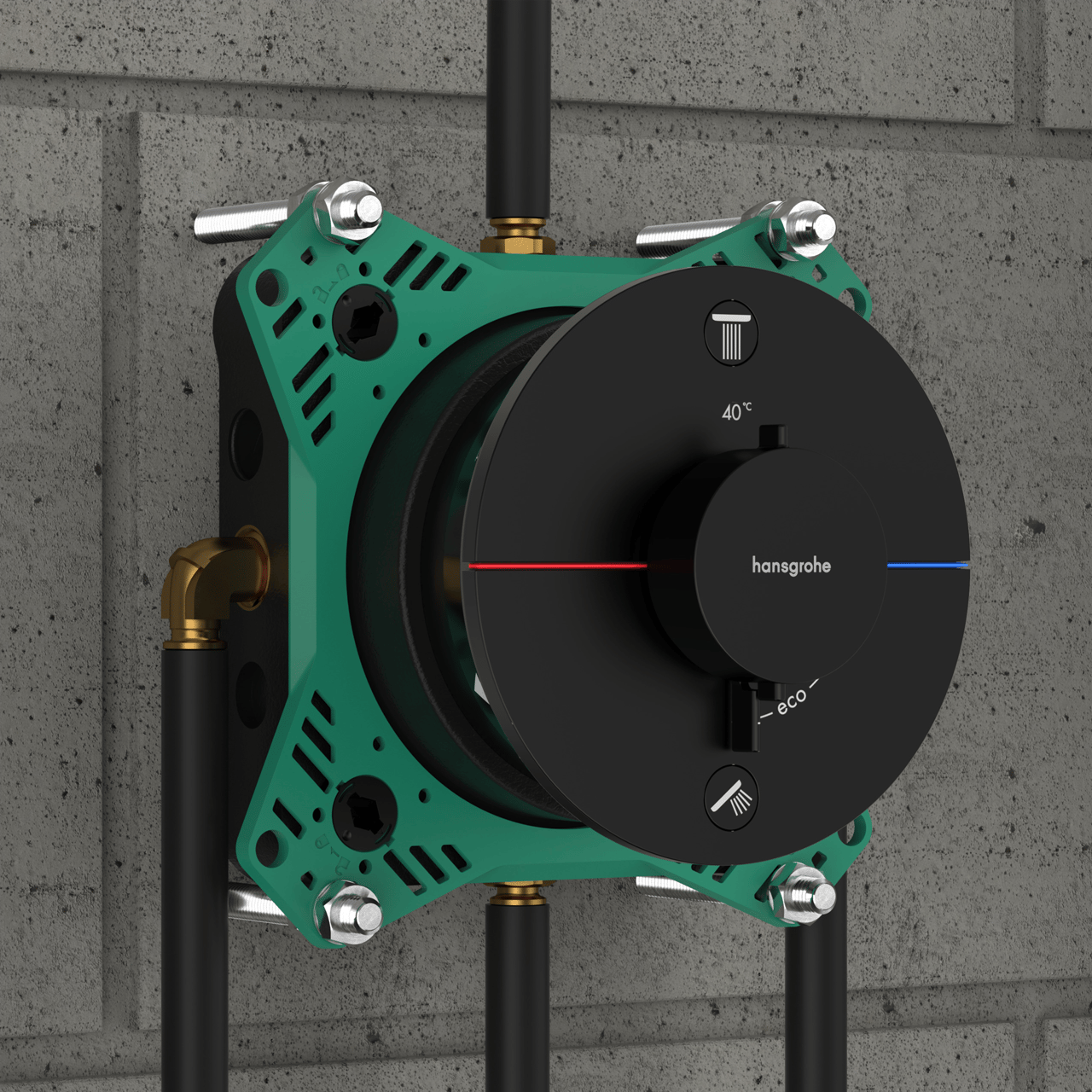 Hansgrohe Showerselect Comfort S inbouw thermostaat 2 uitgangen mat zwart