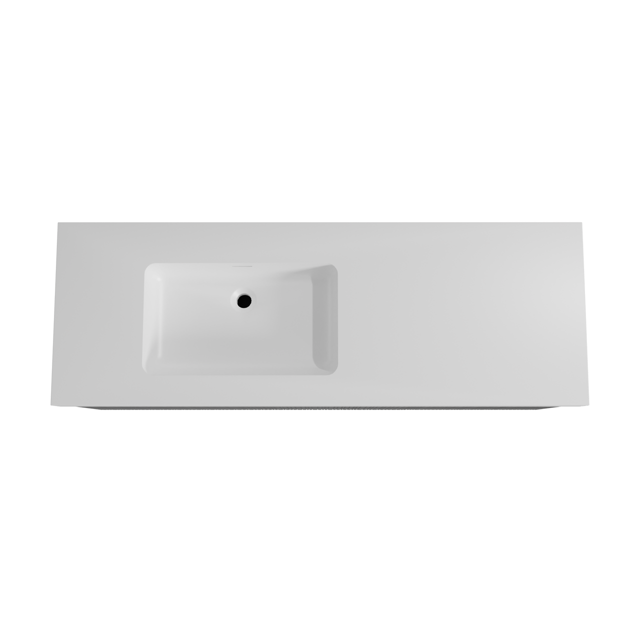 Storke Ribs zwevend badkamermeubel 150 x 52 cm zwarte eik met Mata High asymmetrisch linkse wastafel in solid surface mat wit, Verticale asymmetrische rechte ribbel