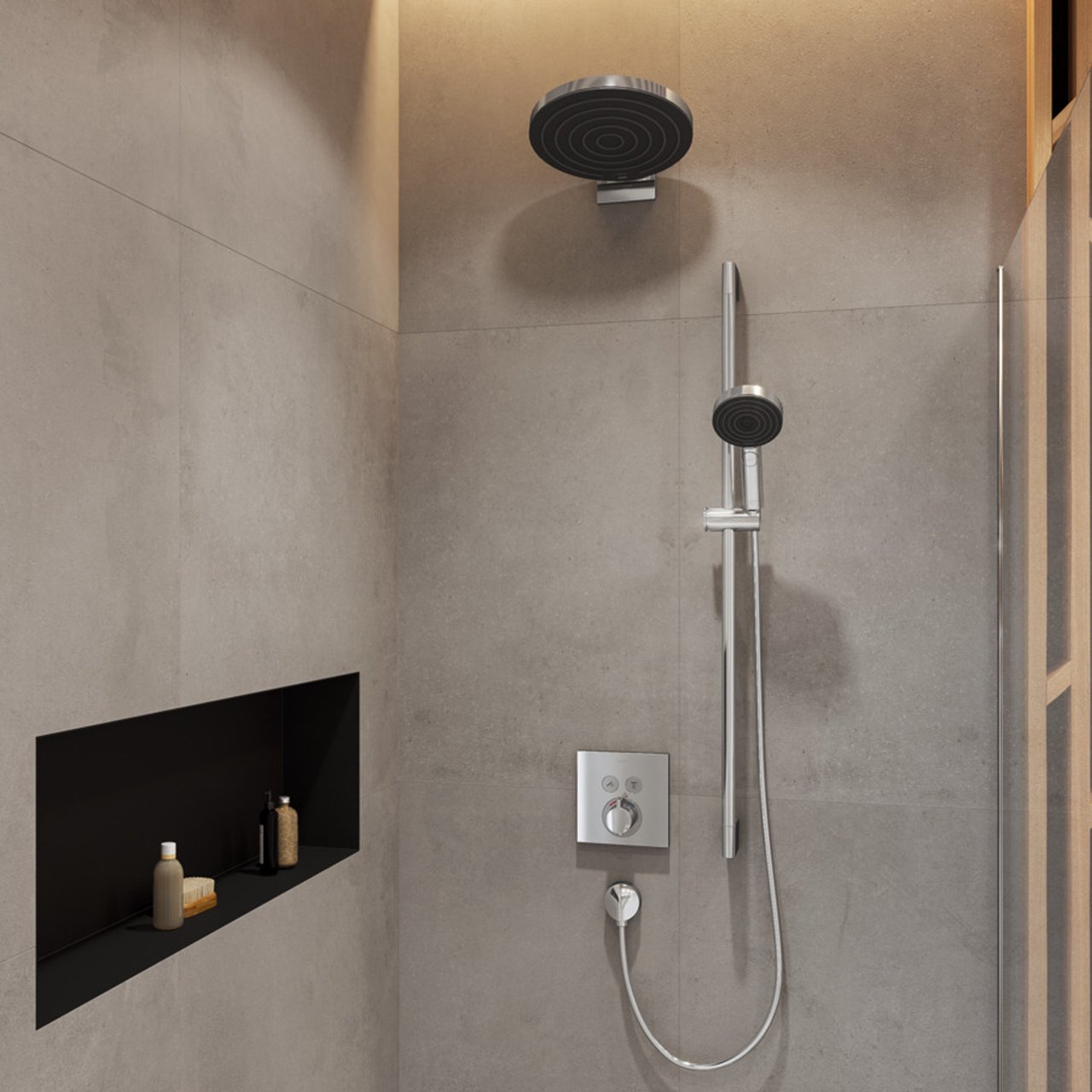 Hansgrohe Showerselect S Square Thermostat-Duscharmatur: Unterputz, für 2 Verbraucher, Chrom glänzend