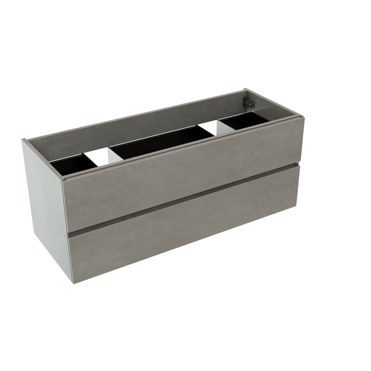 Storke Edge zwevende wastafelonderkast 120 x 46 cm beton donkergrijs 2 lades 2 sifonuitsparingen