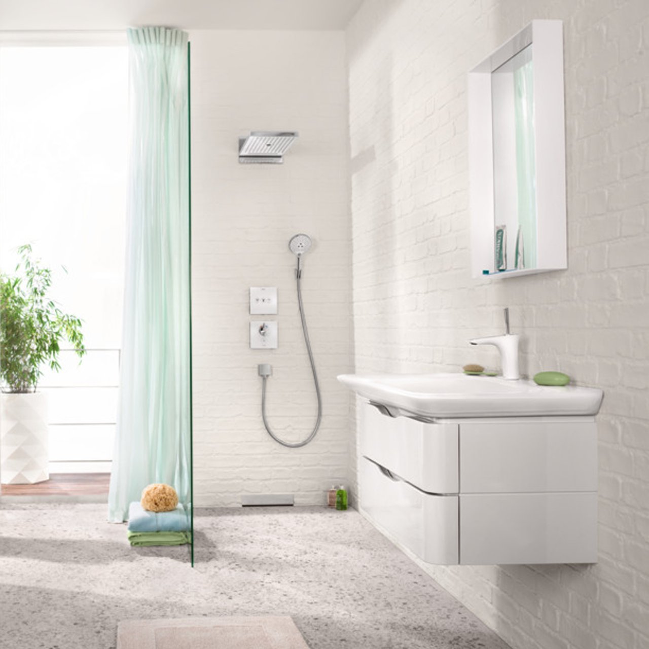 Hansgrohe ShowerSelect Glass 3 systemen inbouw stop douchekraan wit/chroom