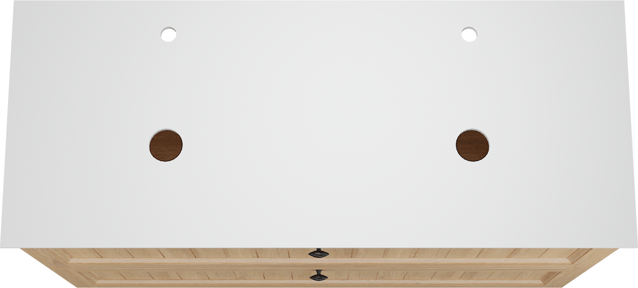 Balmani Lemon meuble salle de bains à poser 135 x 55 cm, placage chêne naturel avec Facetta tablette double en blanc mat