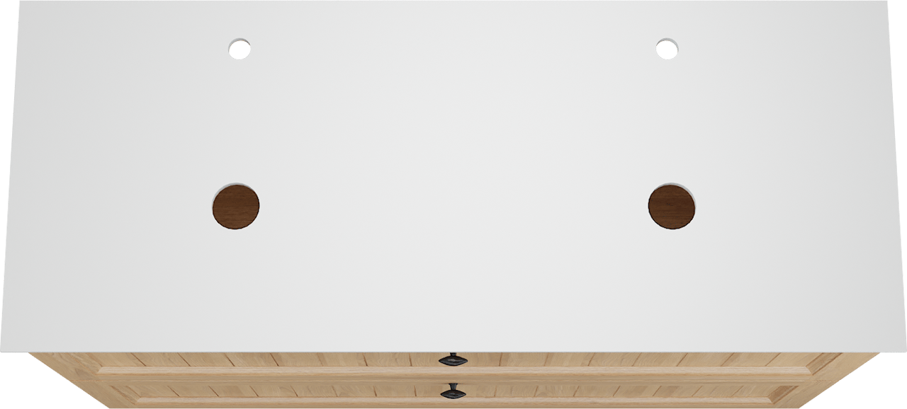 Balmani Lemon staand badkamermeubel 135 x 55 cm, fineer natuur eik met Facetta dubbel tablet in mat wit