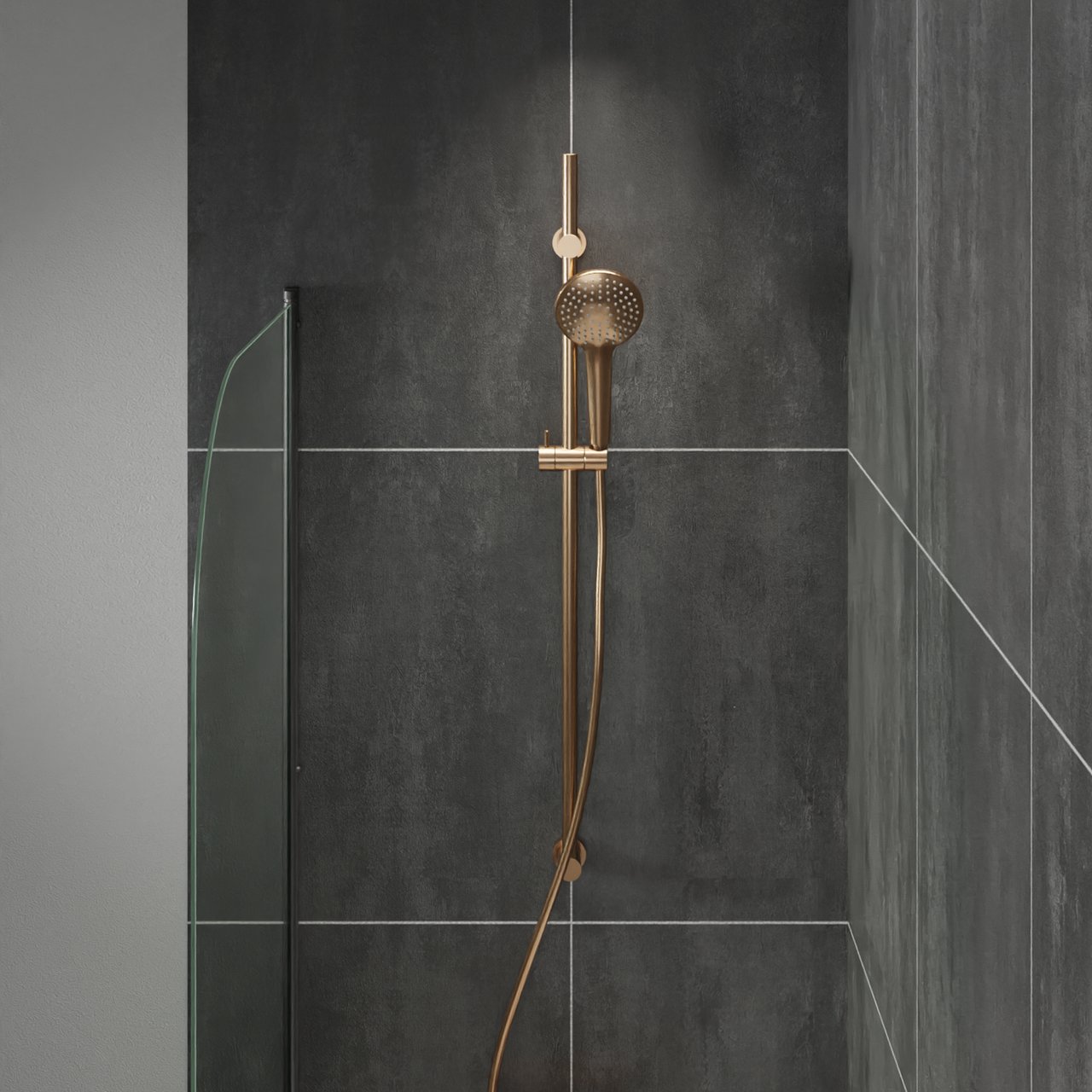 Blaufoss Round douchestang 100 cm met douchekop 12 cm 3 functies Brushed Rosegold