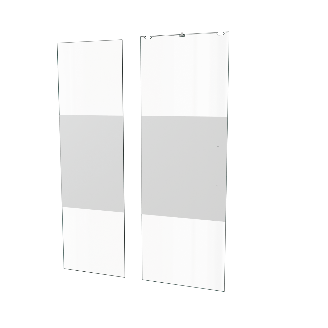 Balmani Senses Design Dusche Schiebetür Links 140 cm x 210 cm Klarglas mit mattiertem Streifen, inklusive Coating