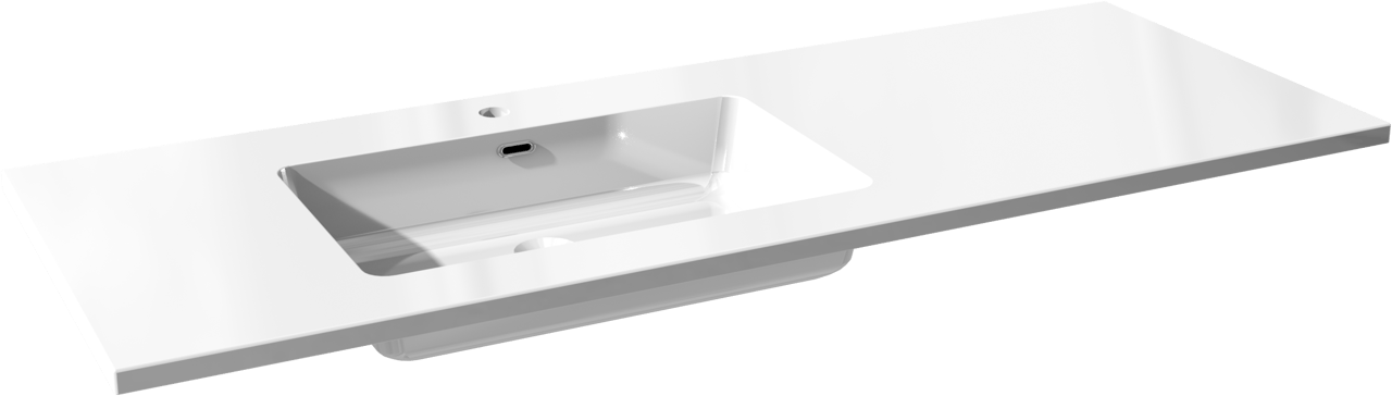 Storke Diva asymmetrisch linkse wastafel glanzend composiet marmer 140 x 52 cm combinatie kast 35 cm