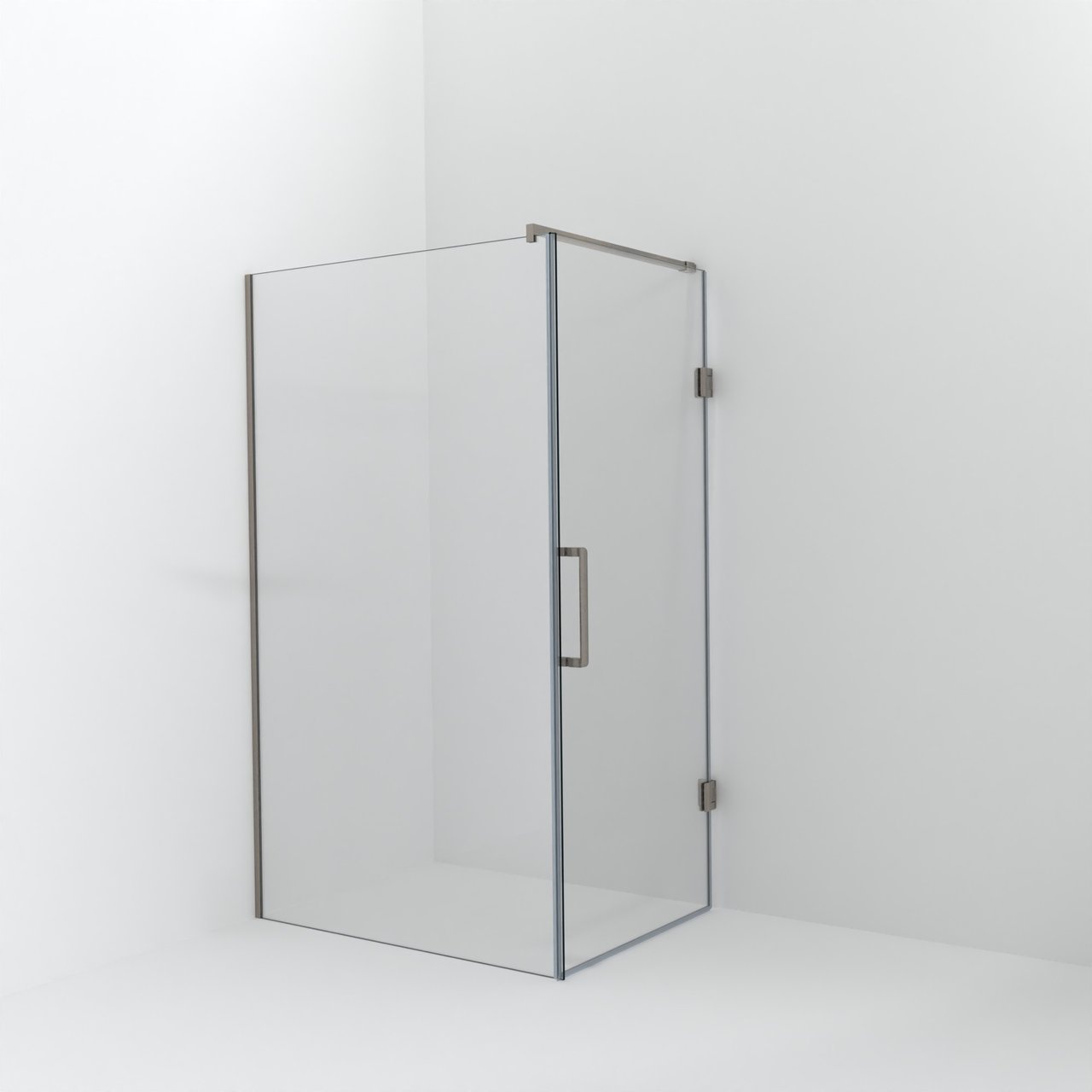 Balmani Modular inloopdouche met deur: 120 x 200 cm met deur 90 cm, Helder glas, Brushed CoolMetal profielen