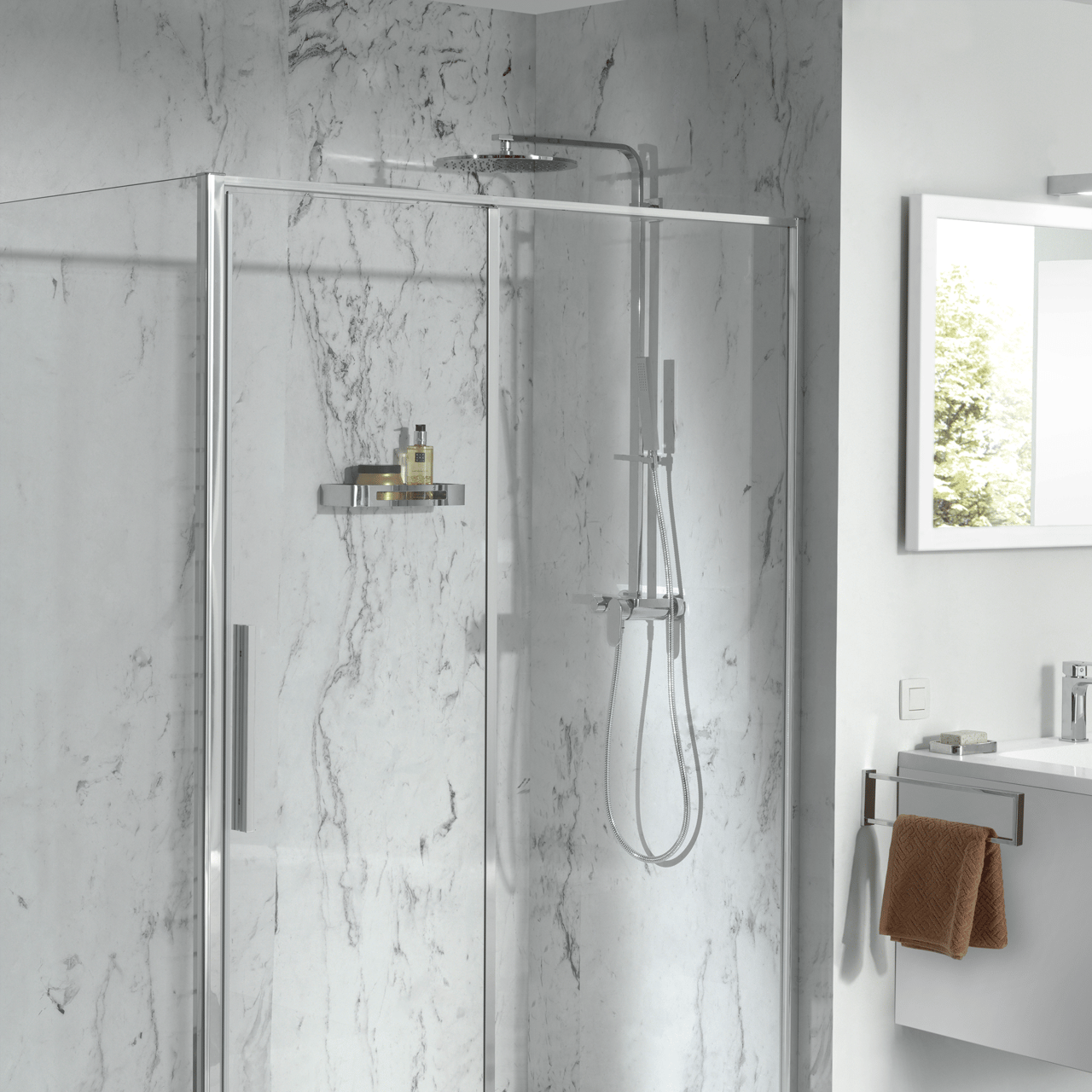 Blaufoss Creates 300 colonne de douche de pluie tablette  chrome brillant