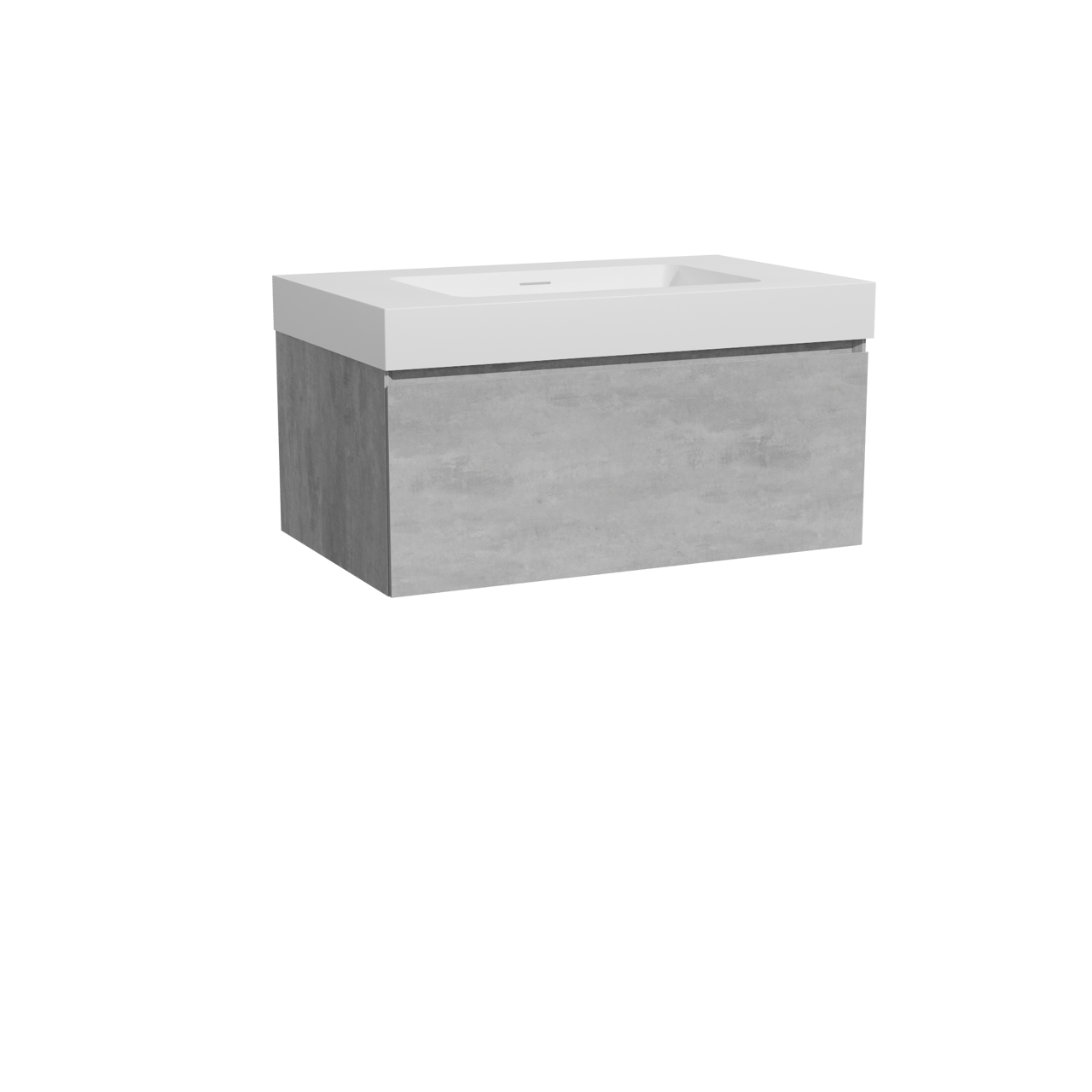 Storke Edge hängendes Möbelstück Set: 85 x 52 cm, Beton dunkelgrau, mit Mata High Einzelwaschtisch, Solid Surface Weiß matt