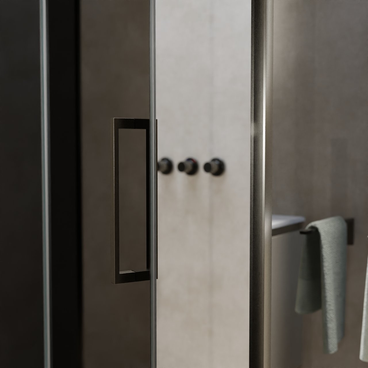 Balmani Senses Design douchehoek met linkse draaideur en vaste zijwand, 140 x 90 cm, Rookglas, Brushed GunMetal profielen, met coating