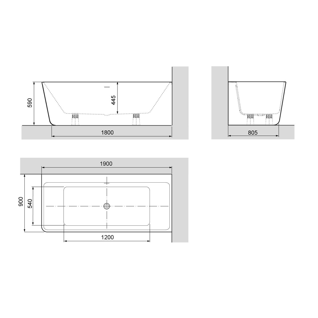 Luca Varess Coda tweepersoons hoekbad rechts 190 x 90 cm acryl mat wit