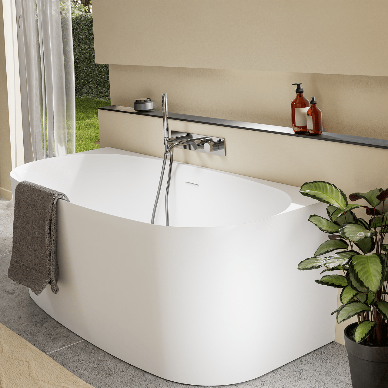 Blaufoss Round inbouw badkraan thermostatisch met handdouche chroom incl. inbouwelement