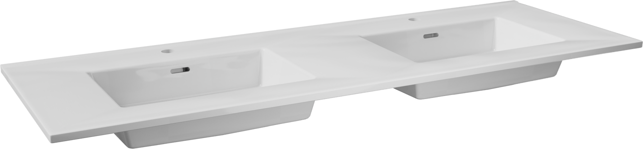 Storke Kera double vasque céramique blanc brillant 150 x 52 cm, bondes incluses