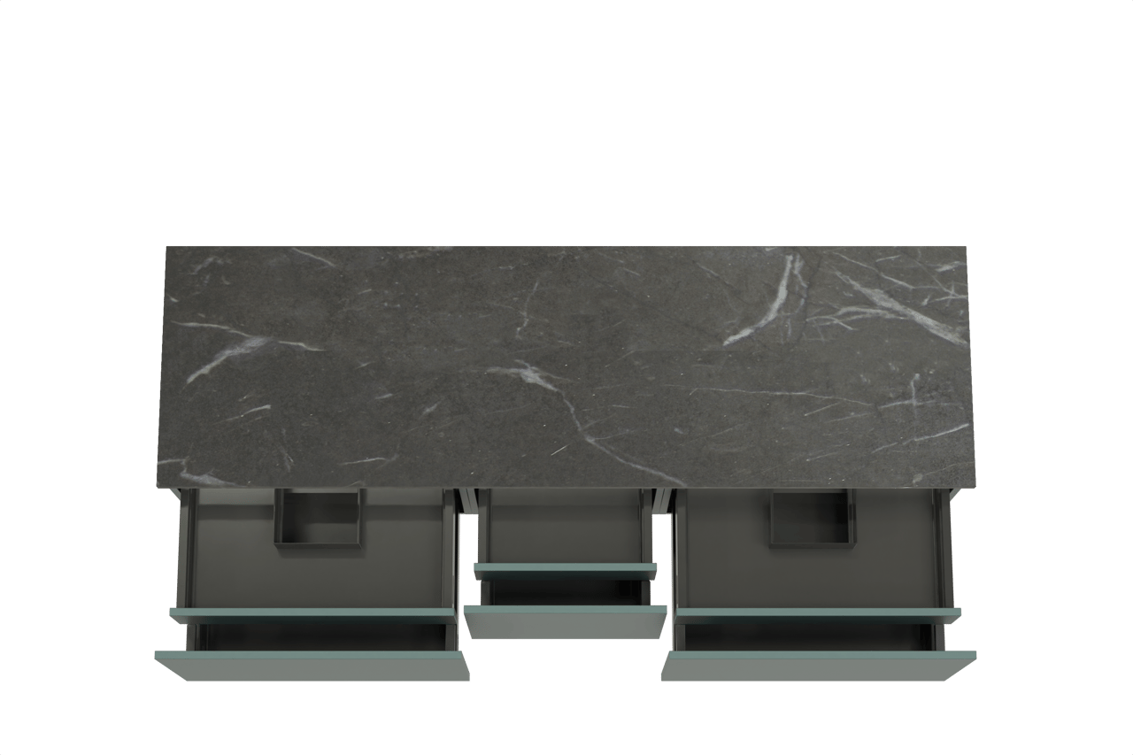 Balmani Sfera zwevend badmeubel 180 x 55 cm forest met Stretto enkel of dubbel wastafelblad in marmer pietra grey