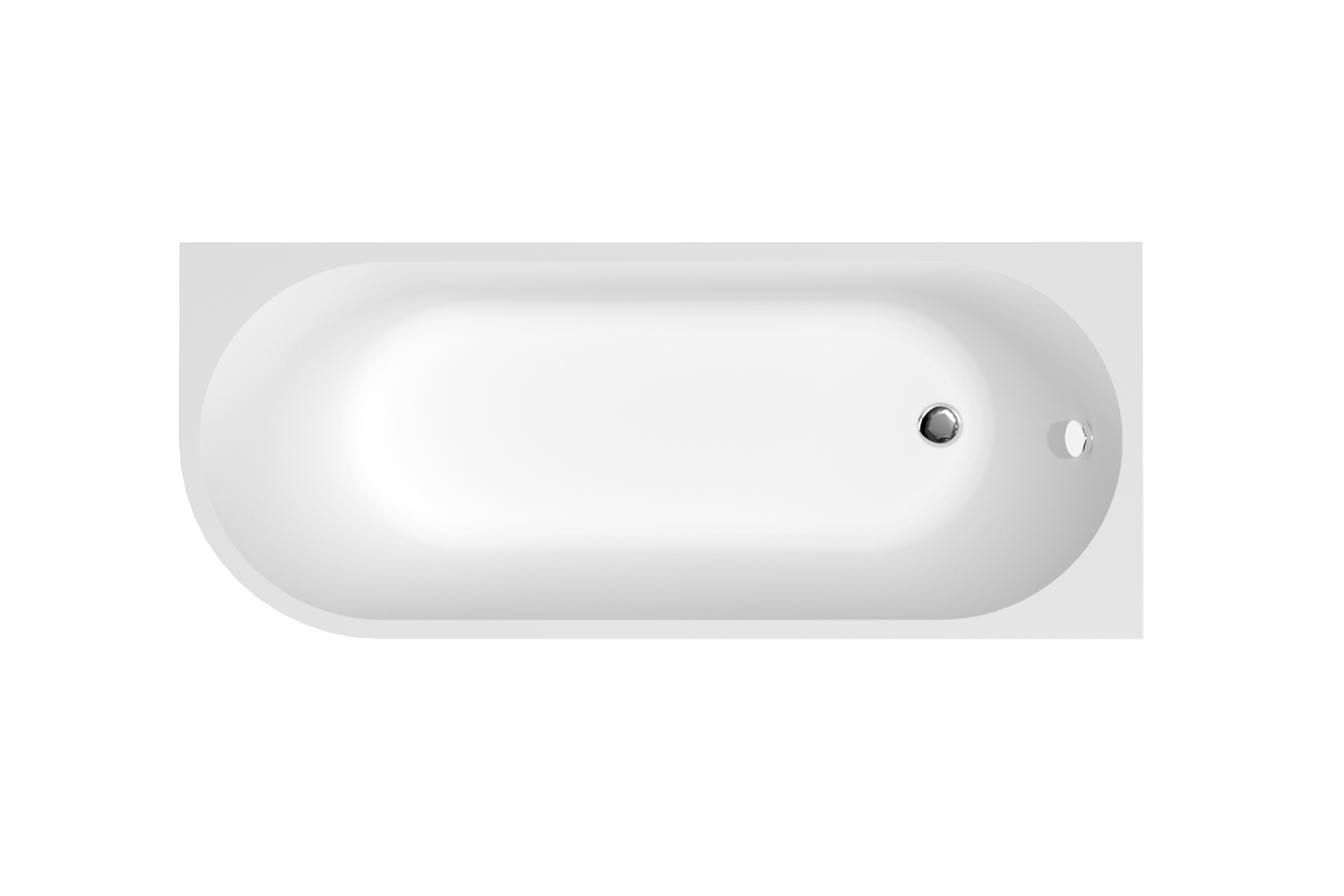 Linie Paulo eenpersoons hoekbad rechts 170 x 70 cm acryl mat wit